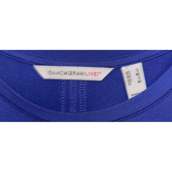 Isaac Mizrahi Live! Mixed Media Crew Neck Top w/ Back Detail Women Sz S Blue - Picture 6 of 8
